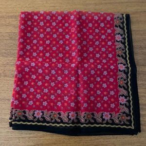 Red Floral Silk Scarf